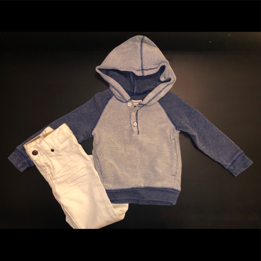 Tucker + Tate Blue 2 Tone Hoodie w pockets 2T EUC